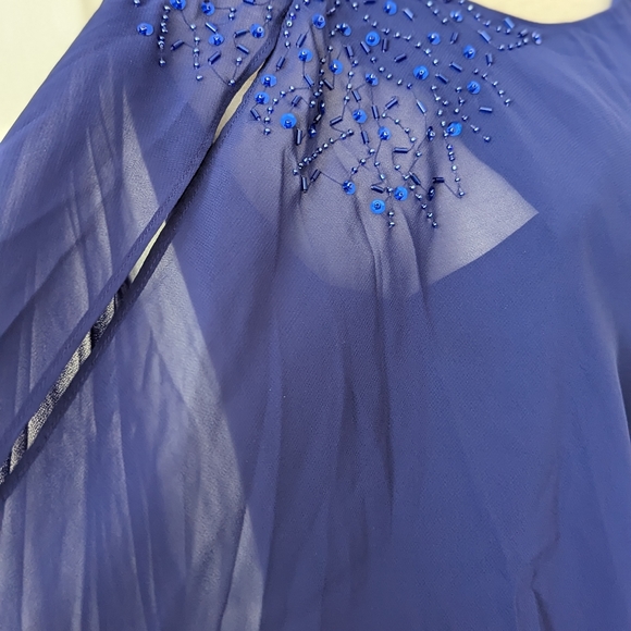 New SL Fashions SLNY Blue Sleeveless Mini Dress Top Layer With Beads 8P - Picture 8 of 11